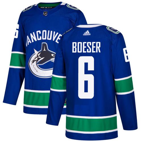 Adidas Canucks #6 Brock Boeser Blue Home Authentic Stitched NHL Jersey