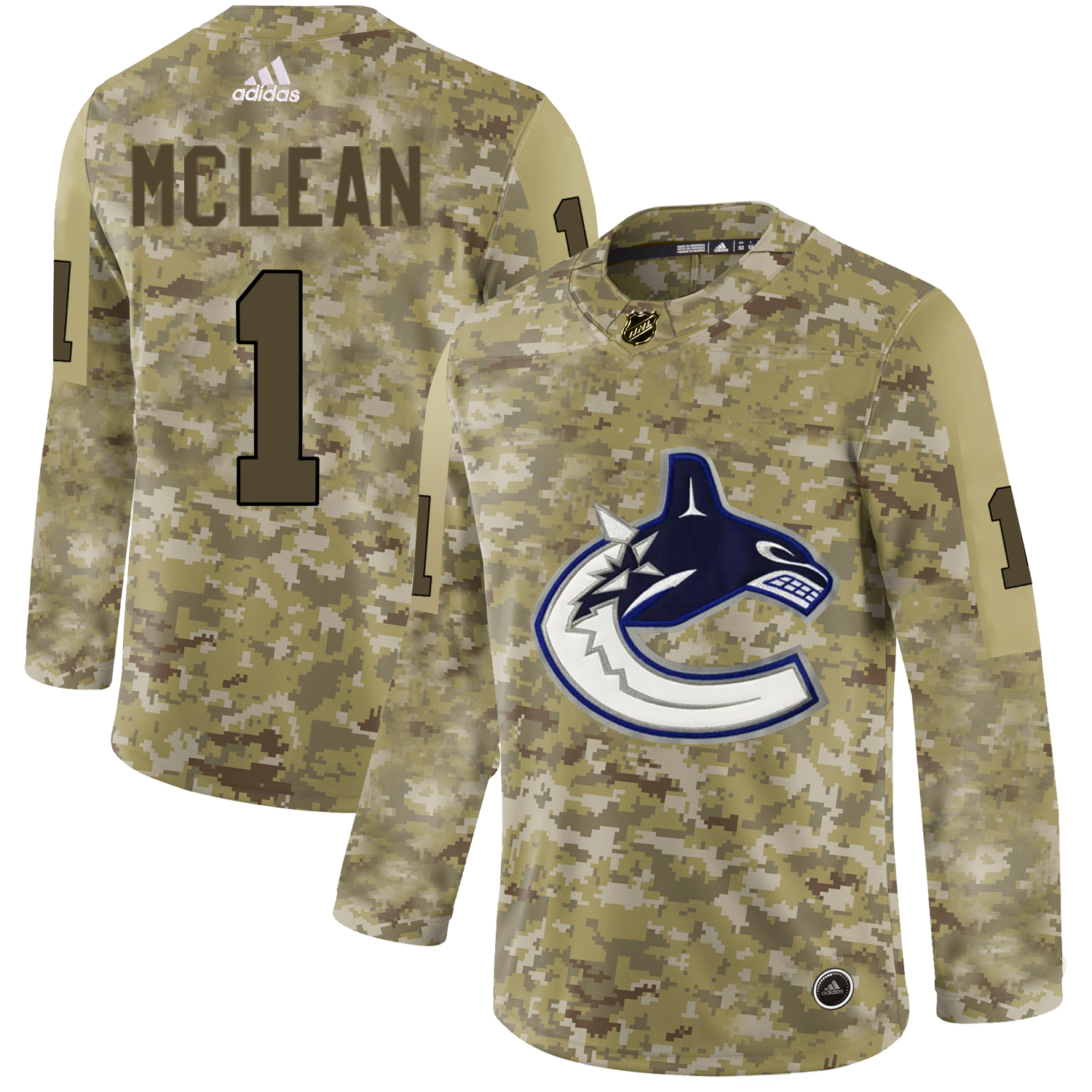 Adidas Canucks #1 Kirk Mclean Camo Authentic Stitched NHL Jersey