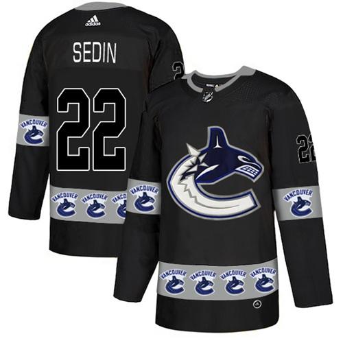 Adidas Canucks #22 Daniel Sedin Black Authentic Team Logo Fashion Stitched NHL Jersey
