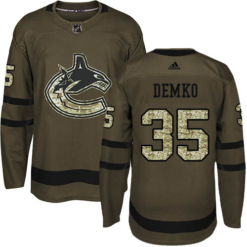 Adidas Canucks #35 Thatcher Demko Green Salute to Service Stitched NHL Jersey