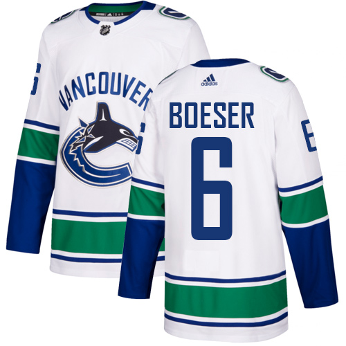 Adidas Canucks #6 Brock Boeser White Road Authentic Stitched NHL Jersey