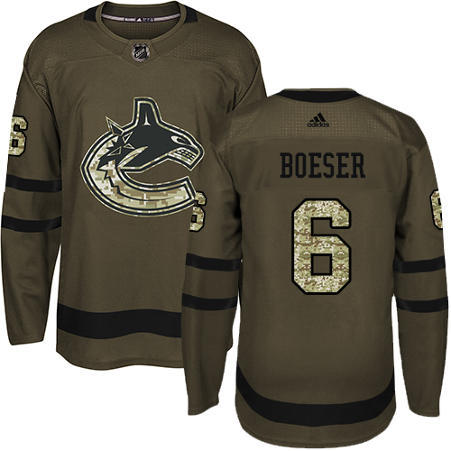 Adidas Canucks #6 Brock Boeser Green Salute to Service Stitched NHL Jersey