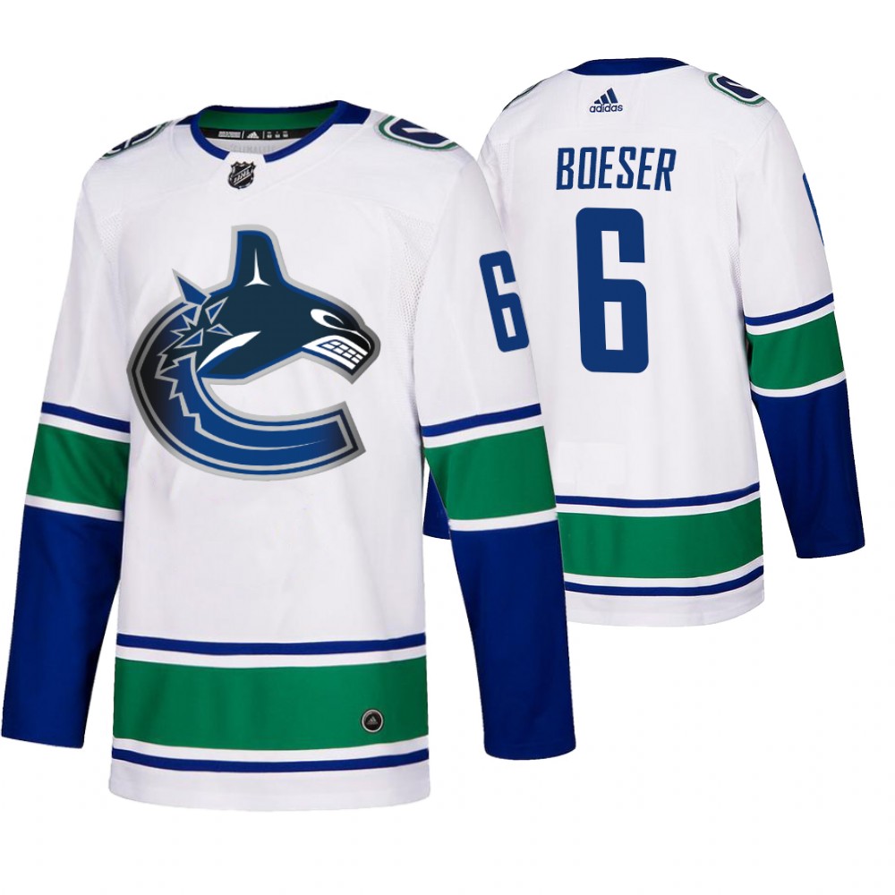 Vancouver Canucks #6 Brock Boeser 50th Anniversary Men's White 2019-20 Away Authentic NHL Jersey
