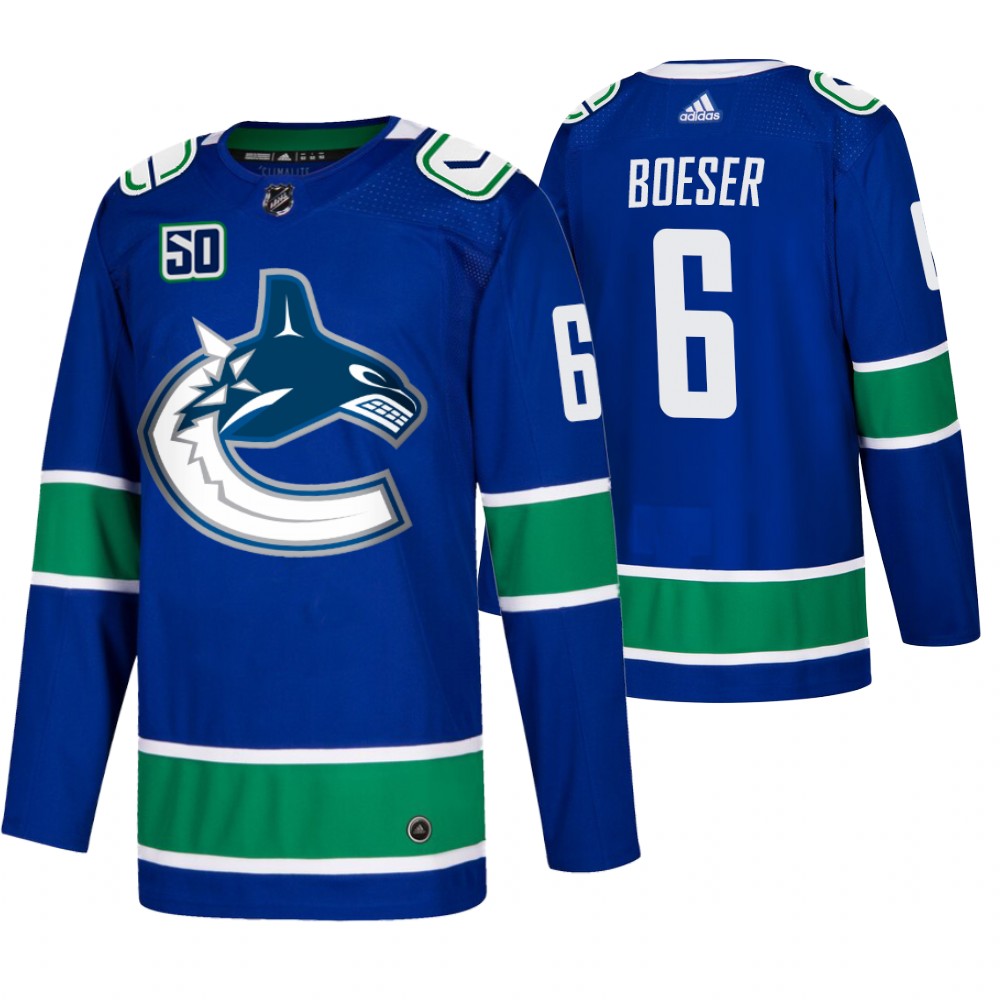 Men's Vancouver Canucks #6 Brock Boeser Adidas Blue 2019-20 Home Authentic NHL Jersey