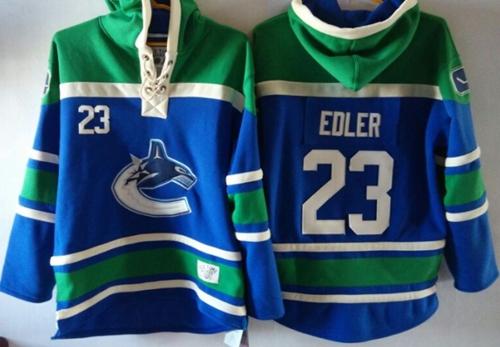 Canucks #23 Alexander Edler Blue Sawyer Hooded Sweatshirt Stitched NHL Jersey