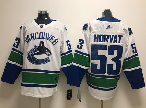 Adidas Canucks #53 Bo Horvat White Road Authentic Stitched NHL Jersey