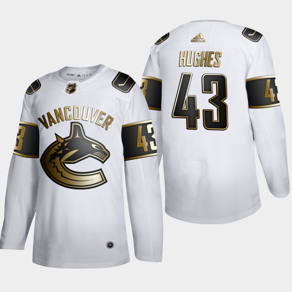 Vancouver Canucks #43 Quinn Hughes Men's Adidas White Golden Edition Limited Stitched NHL Jersey