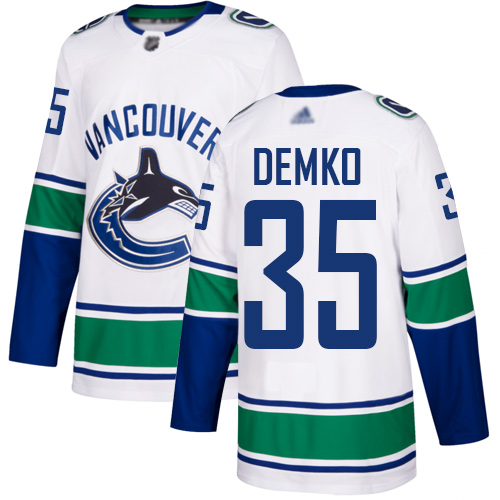 Adidas Canucks #35 Thatcher Demko White Road Authentic Stitched NHL Jersey