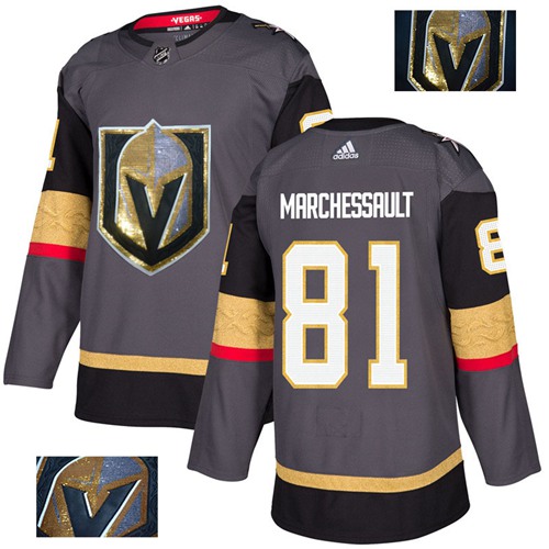 Adidas Golden Knights #81 Jonathan Marchessault Grey Home Authentic Fashion Gold Stitched NHL Jersey