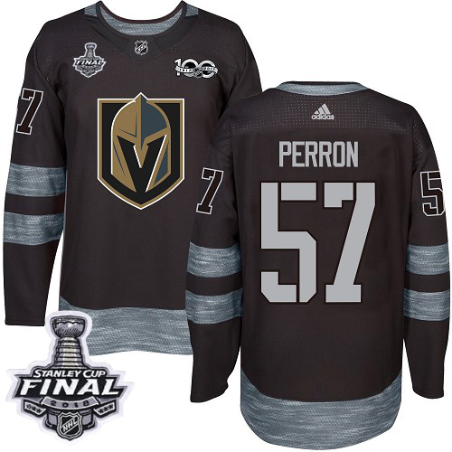 Adidas Golden Knights #57 David Perron Black 1917-2017 100th Anniversary 2018 Stanley Cup Final Stitched NHL Jersey