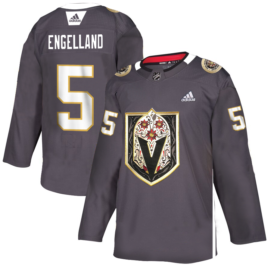 Vegas Golden Knights #5 Deryk Engelland Men's Grey Adidas Latino Heritage Night Stitched NHL Jersey