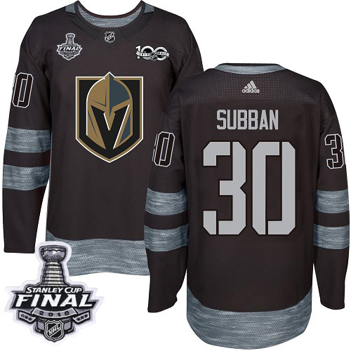 Adidas Golden Knights #30 Malcolm Subban Black 1917-2017 100th Anniversary 2018 Stanley Cup Final Stitched NHL Jersey