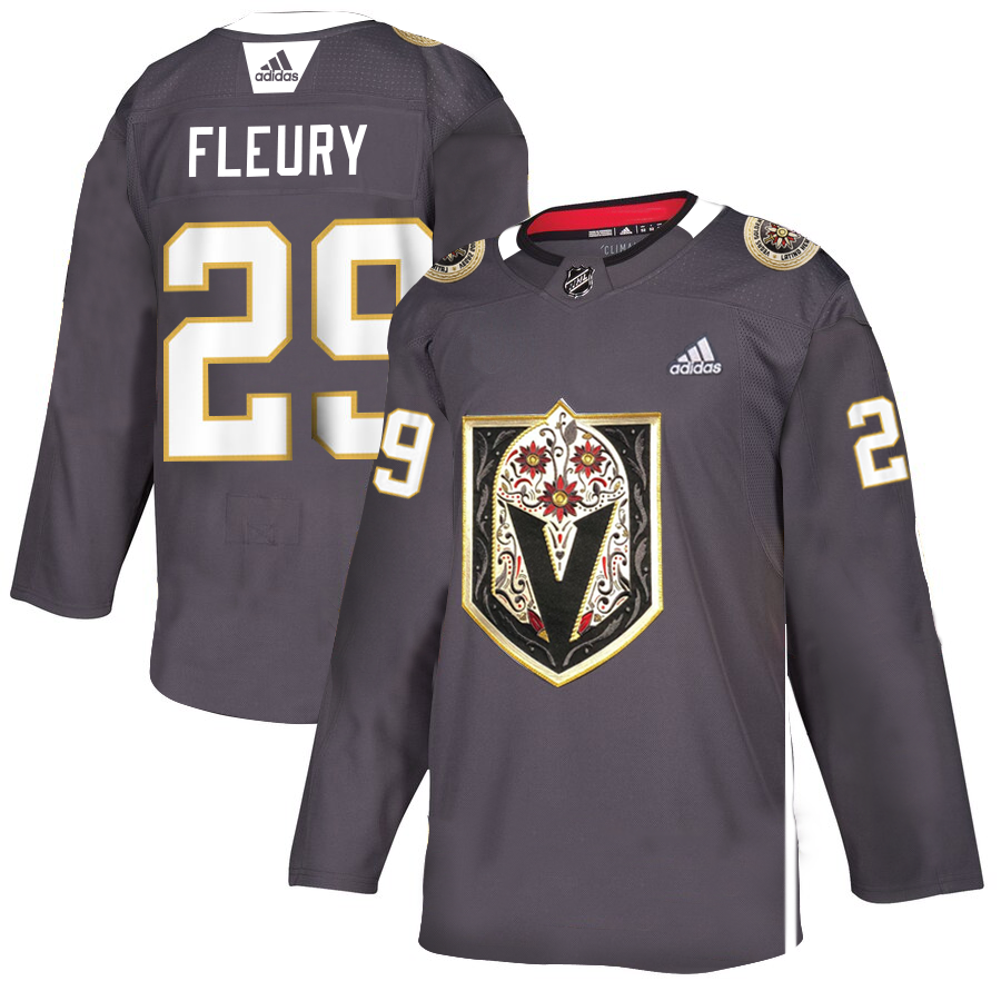 Vegas Golden Knights #29 Marc-Andre Fleury Men's Grey Adidas Latino Heritage Night Stitched NHL Jersey
