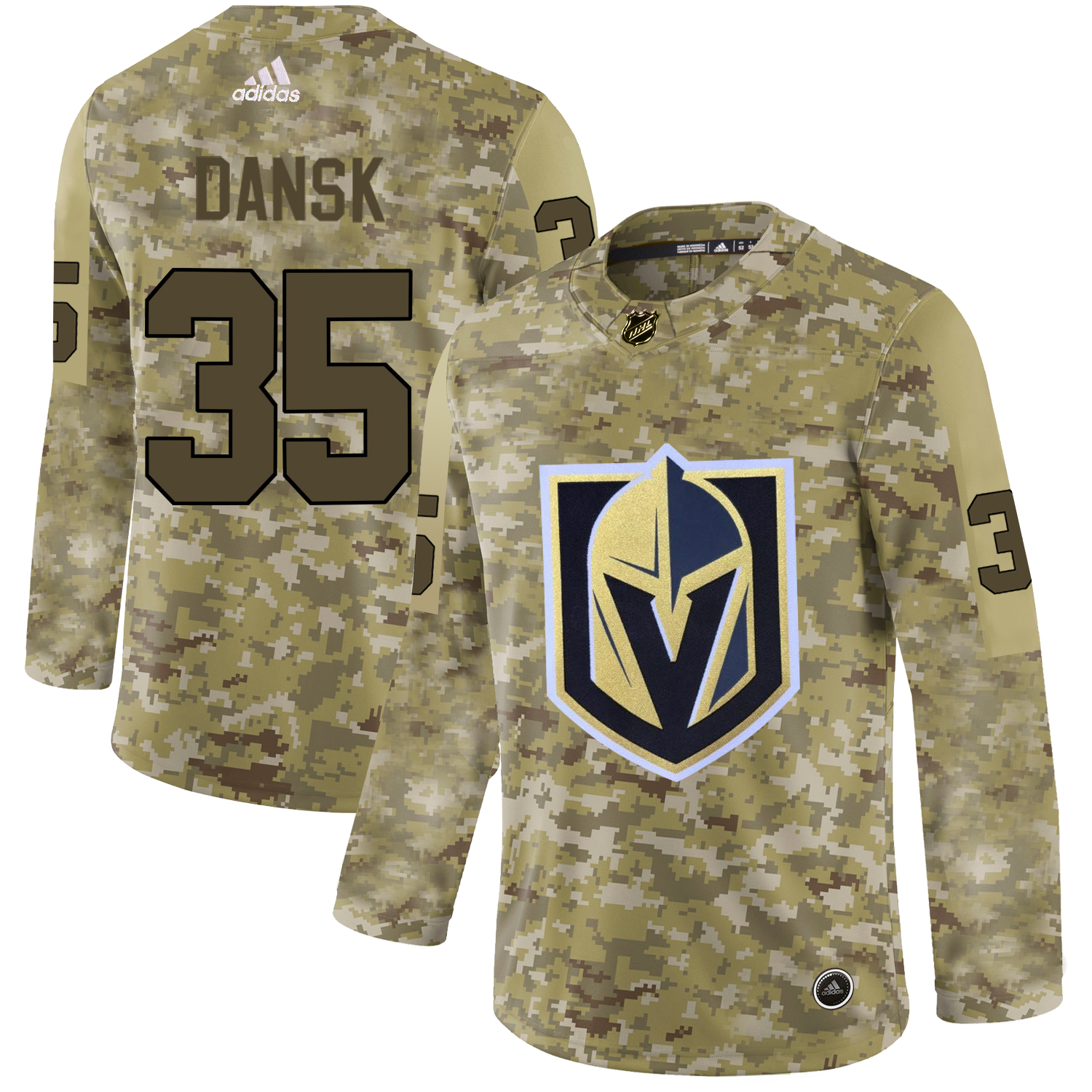 Adidas Golden Knights #35 Oscar Dansk Camo Authentic Stitched NHL Jersey