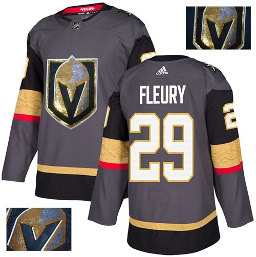 Adidas Golden Knights #29 Marc-Andre Fleury Grey Home Authentic Fashion Gold Stitched NHL Jersey