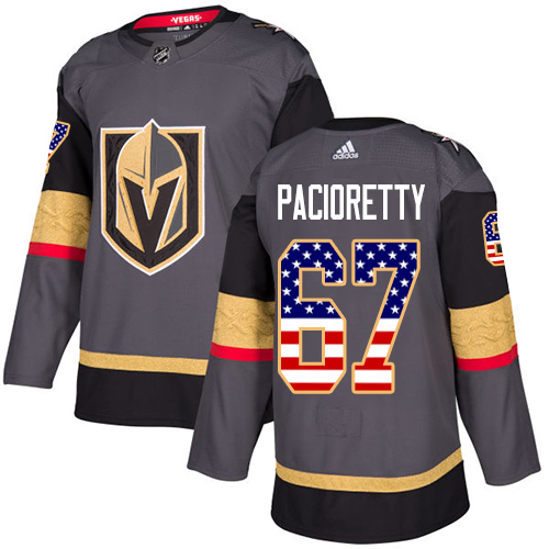 Adidas Golden Knights #67 Max Pacioretty Grey Home Authentic USA Flag Stitched NHL Jersey