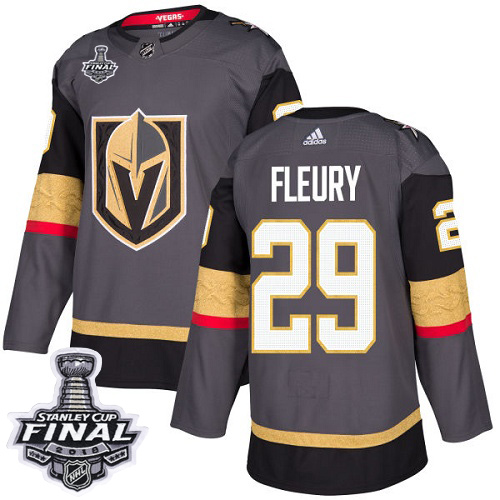Adidas Golden Knights #29 Marc-Andre Fleury Grey Home Authentic 2018 Stanley Cup Final Stitched NHL Jersey