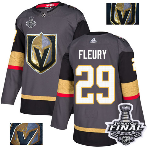Adidas Golden Knights #29 Marc-Andre Fleury Grey Home Authentic Fashion Gold 2018 Stanley Cup Final Stitched NHL Jersey