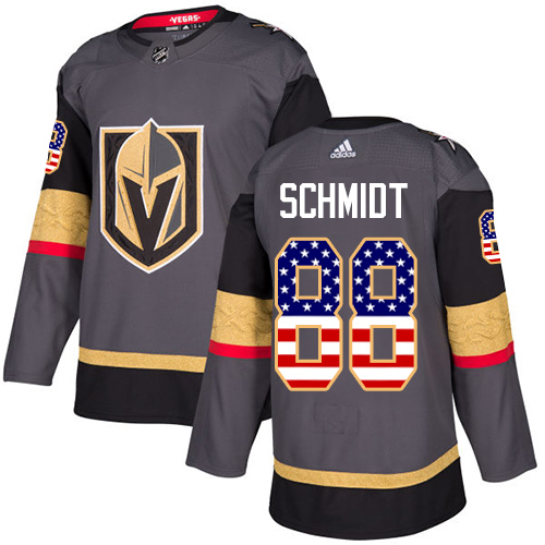 Adidas Golden Knights #88 Nate Schmidt Grey Home Authentic USA Flag Stitched NHL Jersey