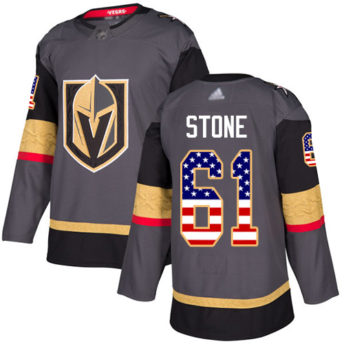 Adidas Golden Knights #61 Mark Stone Grey Home Authentic USA Flag Stitched NHL Jersey