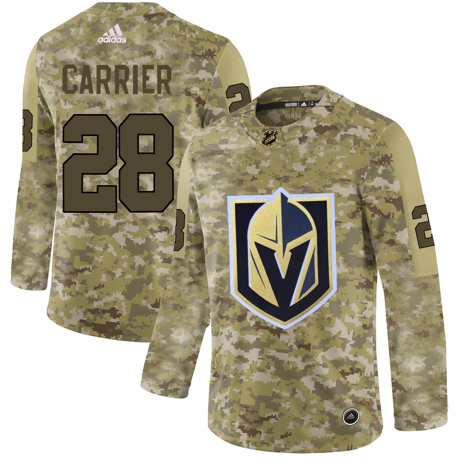 Adidas Golden Knights #28 William Carrier Camo Authentic Stitched NHL Jersey