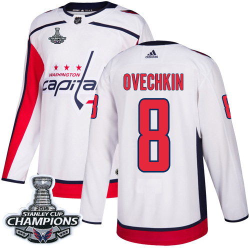 Adidas Capitals #8 Alex Ovechkin White Road Authentic Stanley Cup Final Champions Stitched NHL Jersey