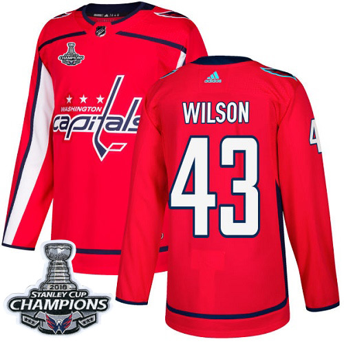 Adidas Capitals #43 Tom Wilson Red Home Authentic Stanley Cup Final Champions Stitched NHL Jersey