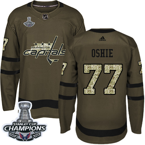 Adidas Capitals #77 T.J Oshie Green Salute to Service Stanley Cup Final Champions Stitched NHL Jersey
