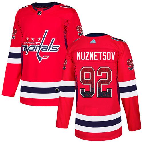 Adidas Capitals #92 Evgeny Kuznetsov Red Home Authentic Drift Fashion Stitched NHL Jersey