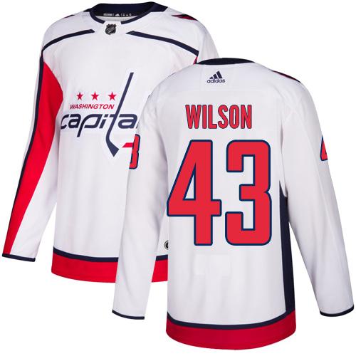 Adidas Capitals #43 Tom Wilson White Road Authentic Stitched NHL Jersey