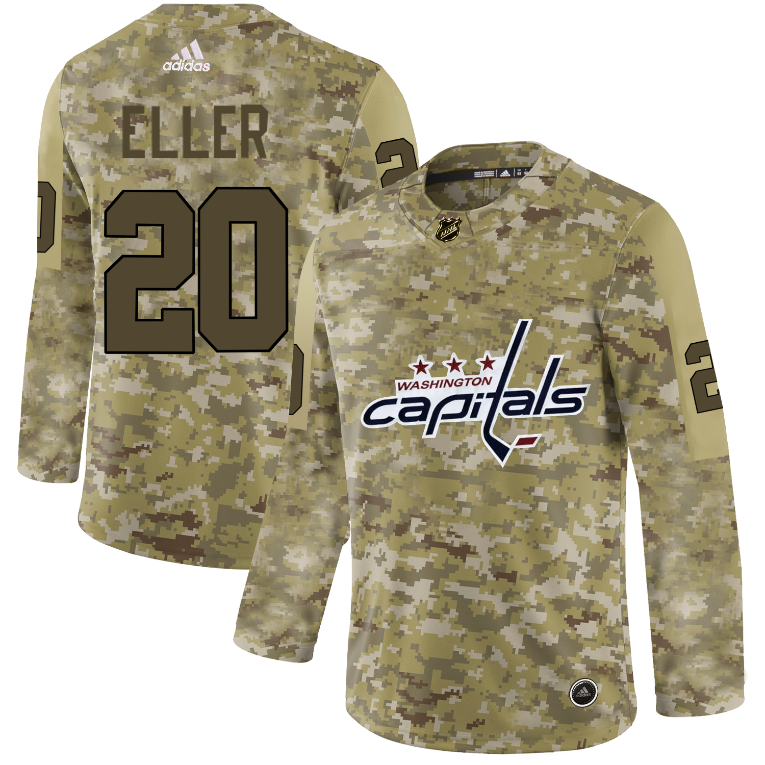 Adidas Capitals #20 Lars Eller Camo Authentic Stitched NHL Jersey