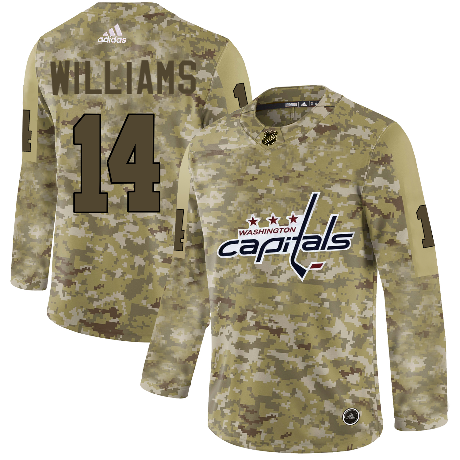 Adidas Capitals #14 Justin Williams Camo Authentic Stitched NHL Jersey