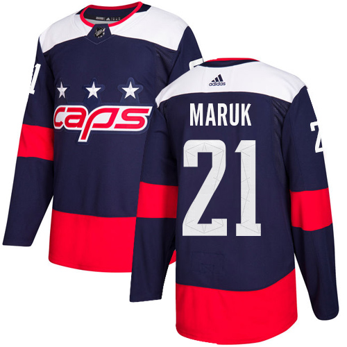 Adidas Capitals #21 Dennis Maruk Navy Authentic 2018 Stadium Series Stitched NHL Jersey