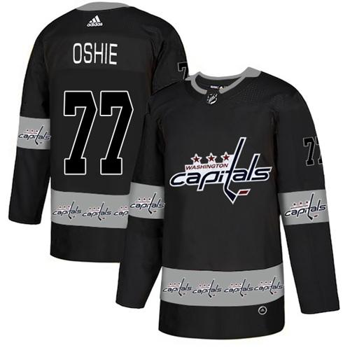 Adidas Capitals #77 T.J. Oshie Black Authentic Team Logo Fashion Stitched NHL Jersey