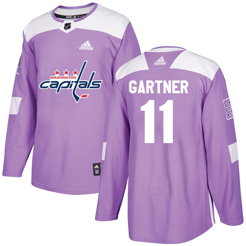 Adidas Capitals #11 Mike Gartner Purple Authentic Fights Cancer Stitched NHL Jersey