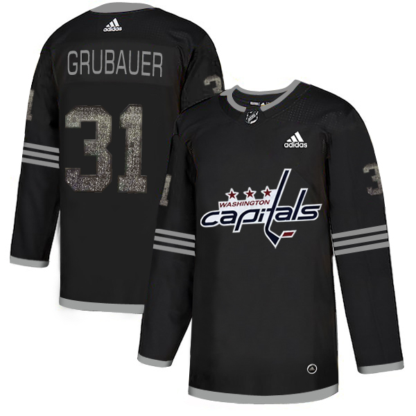 Adidas Capitals #31 Philipp Grubauer Black_1 Authentic Classic Stitched NHL Jersey