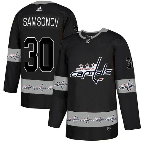 Adidas Capitals #30 Ilya Samsonov Black Authentic Team Logo Fashion Stitched NHL Jersey