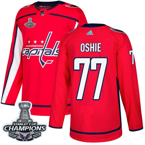 Adidas Capitals #77 T.J Oshie Red Home Authentic Stanley Cup Final Champions Stitched NHL Jersey