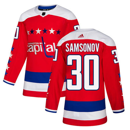Adidas Capitals #30 Ilya Samsonov Red Alternate Authentic Stitched NHL Jersey