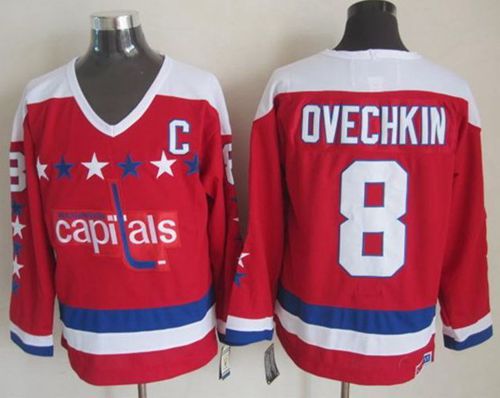 Capitals #8 Alex Ovechkin Red CCM Throwback Stitched NHL Jersey