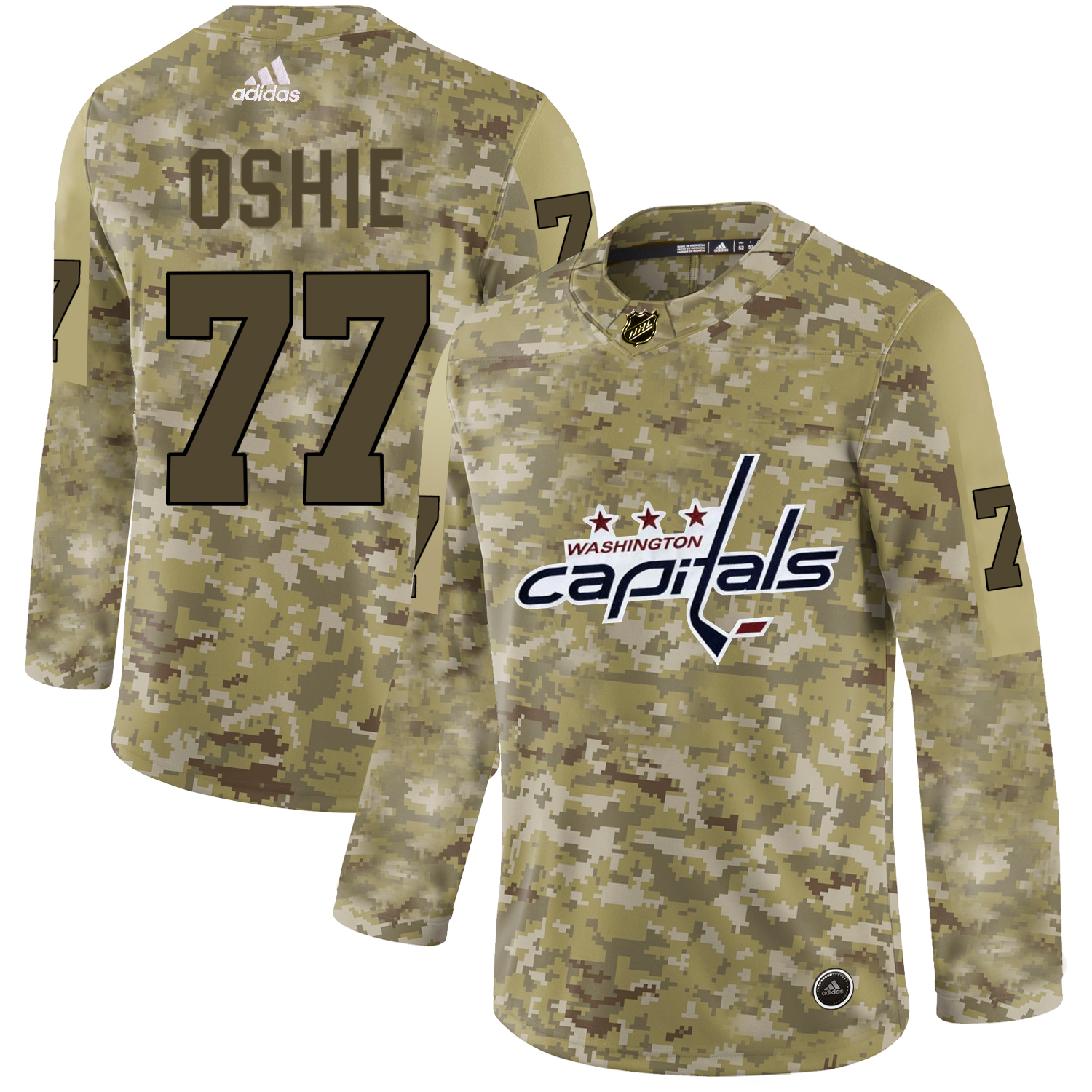 Adidas Capitals #77 T.J. Oshie Camo Authentic Stitched NHL Jersey