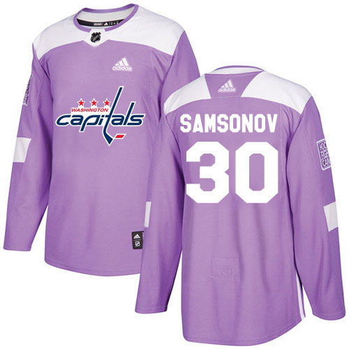 Adidas Capitals #30 Ilya Samsonov Purple Authentic Fights Cancer Stitched NHL Jersey