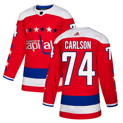 Adidas Capitals #74 John Carlson Red Alternate Authentic Stitched NHL Jersey