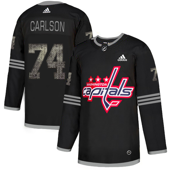 Adidas Capitals #74 John Carlson Black Authentic Classic Stitched NHL Jersey