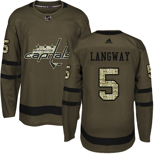 Adidas Capitals #5 Rod Langway Green Salute to Service Stitched NHL Jersey