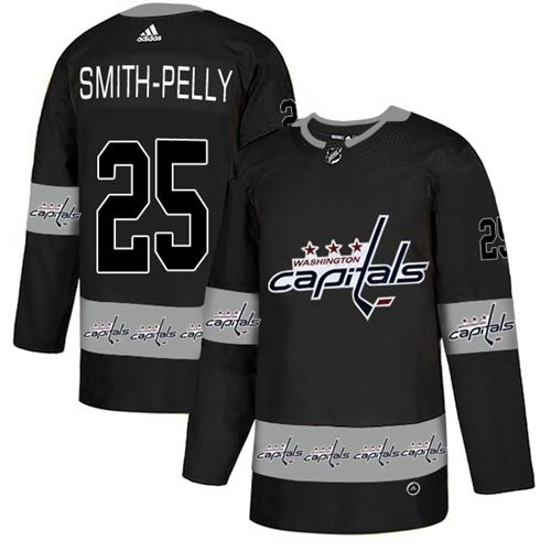Adidas Capitals #25 Devante Smith-Pelly Black Authentic Team Logo Fashion Stitched NHL Jersey