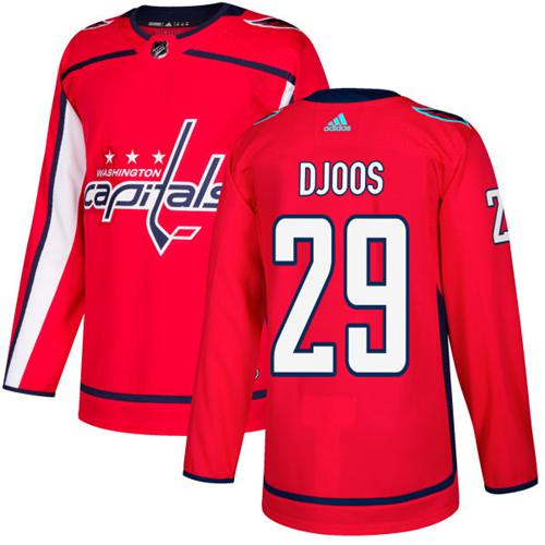 Adidas Capitals #29 Christian Djoos Red Home Authentic Stitched NHL Jersey
