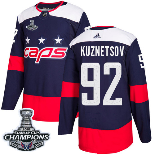 Adidas Capitals #92 Evgeny Kuznetsov Navy Authentic 2018 Stadium Series Stanley Cup Final Champions Stitched NHL Jersey