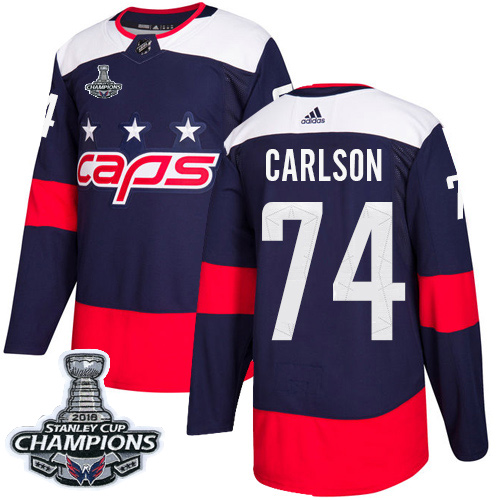 Adidas Capitals #74 John Carlson Navy Authentic 2018 Stadium Series Stanley Cup Final Champions Stitched NHL Jersey