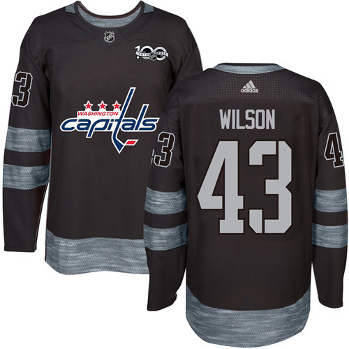 Adidas Capitals #43 Tom Wilson Black 1917-2017 100th Anniversary Stitched NHL Jersey